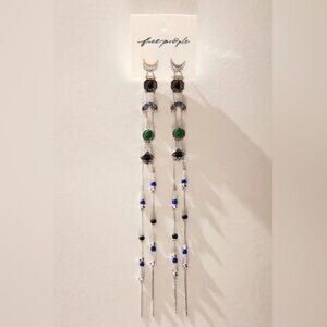 FREE PEOPLE dangle earrings - silver blue/green